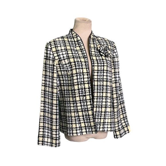 Jessica Howard yellow plaid long sleeves open front Blazer size 12P - Picture 8 of 10